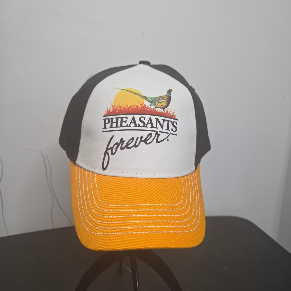 Pheasants Forever Sportswear Trucker Hat Snapback Black White Orange Hunting Cap